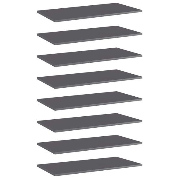 vidaXL Prídavné police 8 ks, lesklé sivé 80x40x1,5 cm, drevotrieska