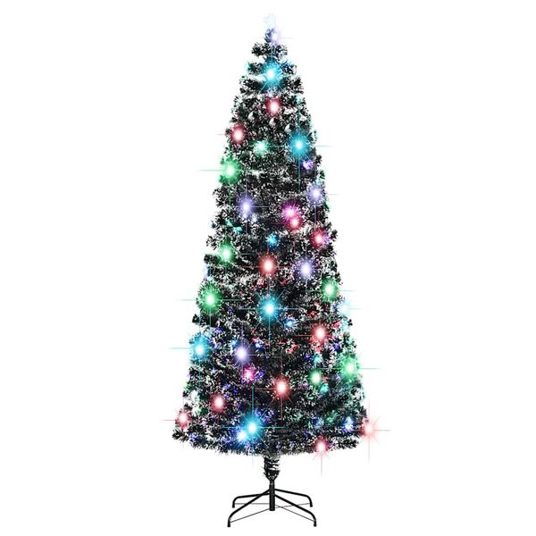 vidaXL Osvetlený vianočný stromček so stojanom a LED 240 cm, optické vlákno