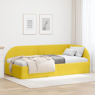vidaXL Rohový rám postele s čelnou doskou Žltá 80 cm x 200 cm Zamat