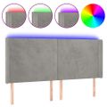 vidaXL Čelo postele s LED bledosivé 183x16x118/128 cm zamat
