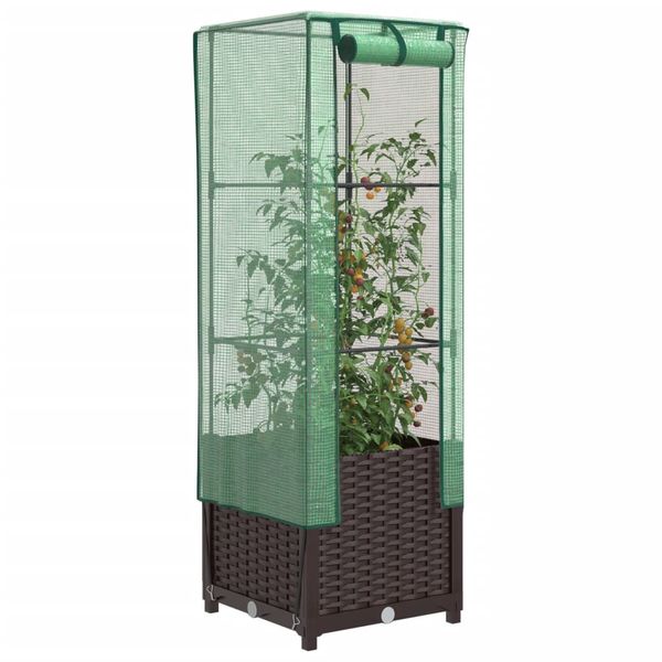 vidaXL Záhon s krytom na skleník ratanový vzhľad 40x40x139 cm