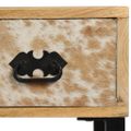 vidaXL Stôl, masívne mangovníkové drevo a pravá koža, 117x50x76 cm