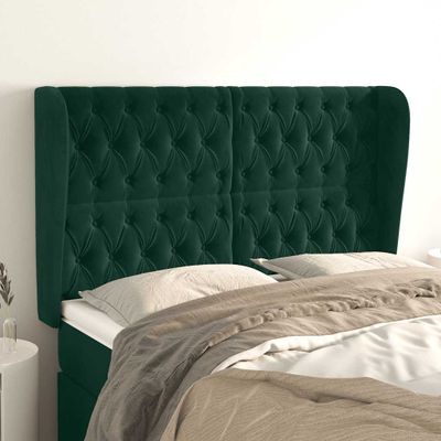 vidaXL Čelo postele so záhybmi tmavozelený 163x23x118/128 cm zamat