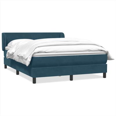 vidaXL Box Spring Posteľ s matracom Tmavomodrá 140x220 cm Zamat