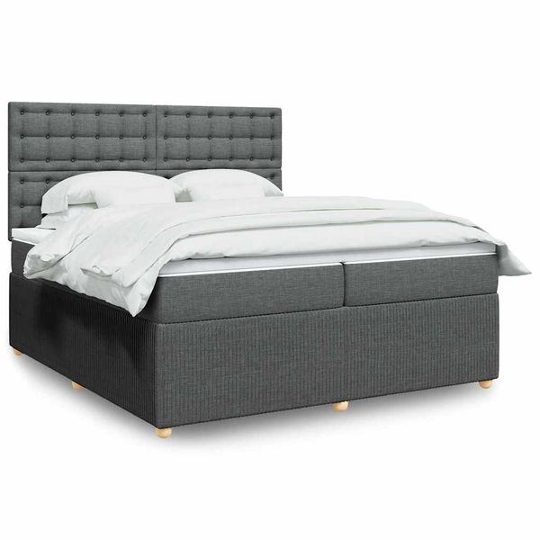 vidaXL Boxspring posteľ s matracom tmavosivá 200x200 cm látka