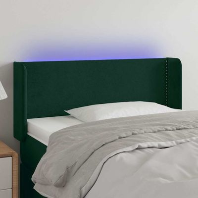 vidaXL Čelo postele s LED tmavozelené 103x16x78/88 cm zamat