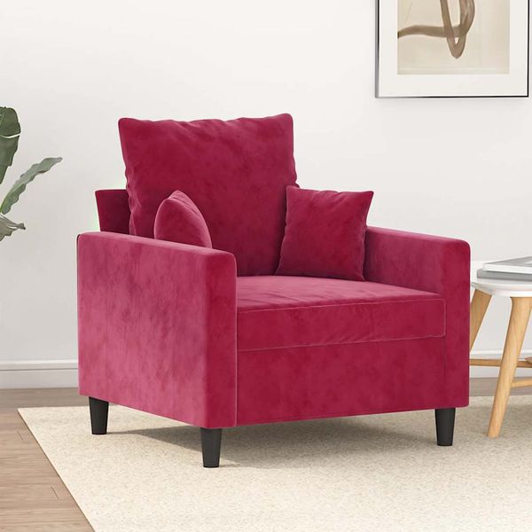 vidaXL Kreslo vínovo-červené 60 cm zamat