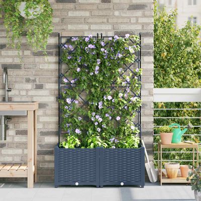 vidaXL Záhradný kvetináč 2 pcs Biely 80 x 40 x 143 cm Plast