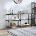 vidaXL Konzolový stolík priehľadná sklenená doska 158,5x30x81 cm oceľ