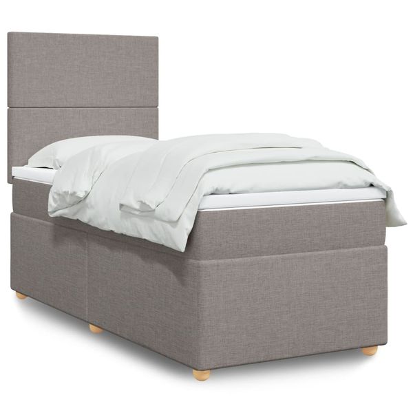 vidaXL Posteľný rám boxsping s matracom sivohnedý 90x200 cm látka