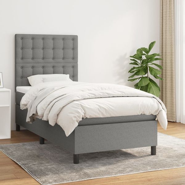 vidaXL Boxspring posteľ s matracom tmavosivá 90x190 cm látka