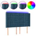vidaXL Čelo postele s LED tmavomodré 147x16x118/128 cm zamat