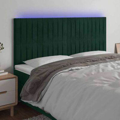 vidaXL Čelo postele s LED tmavozelené 160x5x118/128 cm zamat