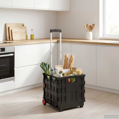 vidaXL Vozík Čierna a červená 35 x 39 x 92 cm PP a elastomér