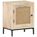vidaXL Nočný stolík 40x30x50 cm mangovníkový masív a prírodný rákos