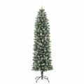 vidaXL Umelý chudý vianočný strom Zelená a biela 240 cm