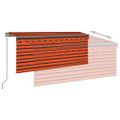 vidaXL Ručne zaťahovacia markíza s tienidlom&LED 3x2,5m oranžovo-hnedá