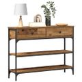 vidaXL Konzolový stôl Staré drevo 100 x 25 x 75 cm Kompozitné drevo