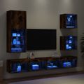 vidaXL 5-dielne TV nástenné skrinky s LED dymový dub kompozitné drevo