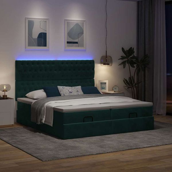 vidaXL Osmanský rám postele s matracom tmavozelená 180x200 cm zamat