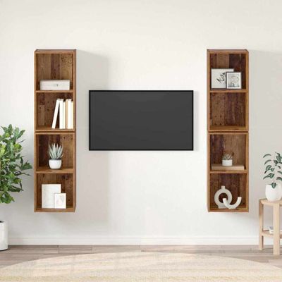vidaXL Zostava TV skriniek Nástenný 4 pcs Staré drevo 37 x 37 x 72 cm