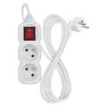 Prodlužovací kabel EMOS P1212 / 2 m / 2 zásuvky / s vypínačem / biely / PVC / 1 mm2