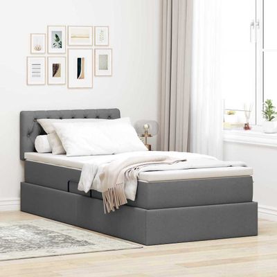 vidaXL Postel s úložným prostorem a matrací Tmavo šedá 90 x 200 cm