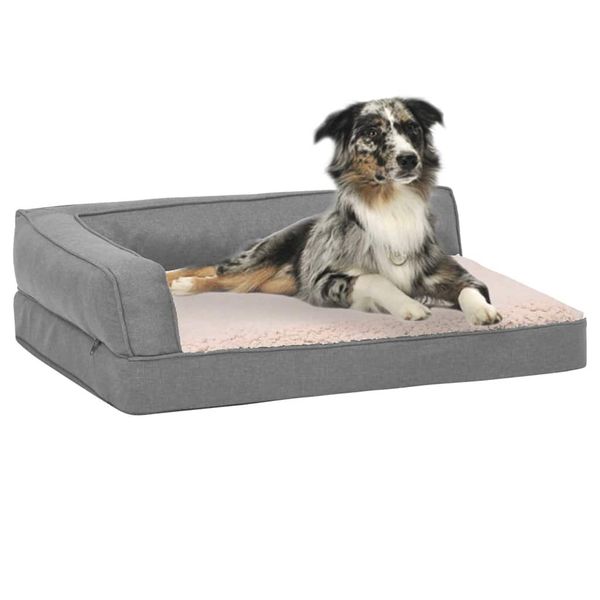 vidaXL Ergonomický matrac pre psa 60x42 cm ľanový vzhľad flís šedý
