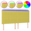 vidaXL Čelo postele s LED zelené 180x5x118/128 cm látka