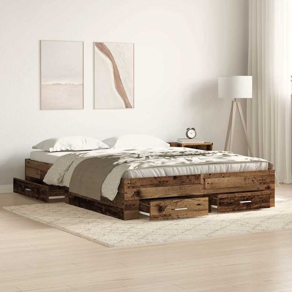vidaXL Rám postele Staré drevo 140 x 200 cm Kompozitné drevo