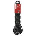 Predlžovací kábel 5 m / 4 zásuvky / čierny / PVC / 1,5 mm2