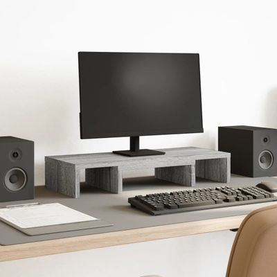 vidaXL Stojan na monitor sivý dub sonoma 60x24x10,5cm kompozitné drevo