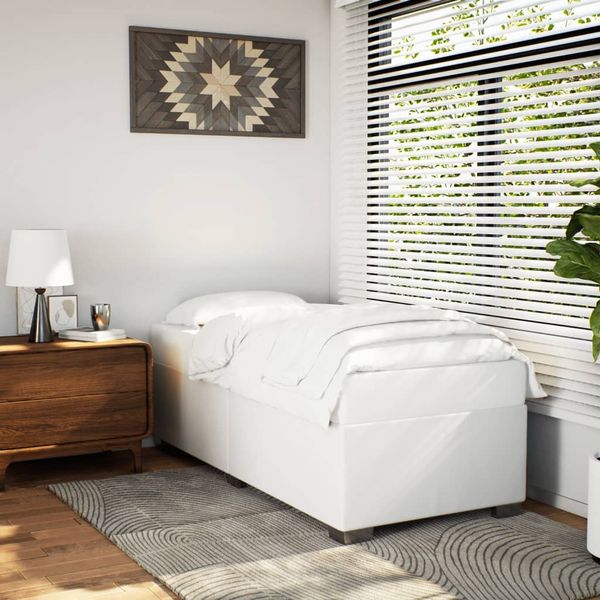 vidaXL Posteľný rám biely 100x200 cm umelá koža