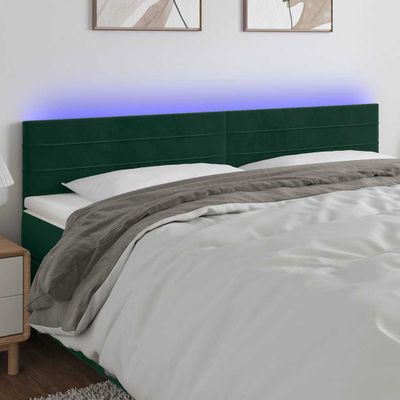 vidaXL Čelo postele s LED tmavozelené 180x5x78/88 cm zamat
