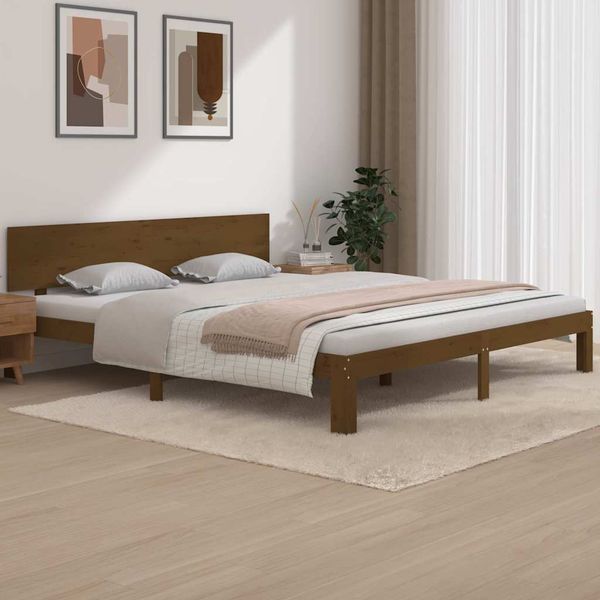 vidaXL Posteľný rám, medový, drevený masív 180x200 cm, Super King
