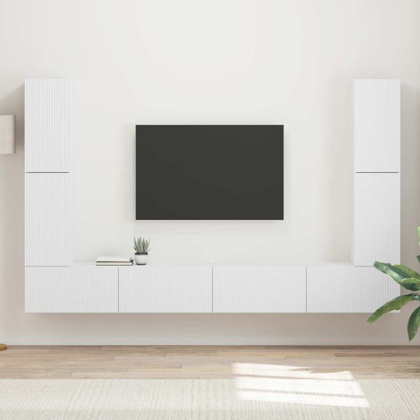 vidaXL Zostava TV skriniek 8 pcs Biela Kompozitné drevo