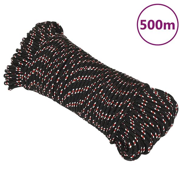 vidaXL Lodné lano čierne 3 mm 500 m polypropylén