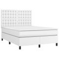 vidaXL Boxspring posteľ s matracom biely 140x190 cm umelá koža