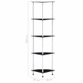 vidaXL Regál s 5 policami, čierny 30x30x130 cm, tvrdené sklo