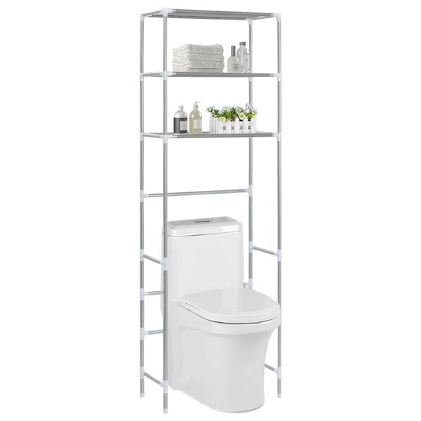 vidaXL Úložný regál nad toaletu s 3 poličkami 53x28x169 cm