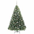 vidaXL Umelý vianočný stromček s 300 LED-i Zelená 180 cm PE a PVC
