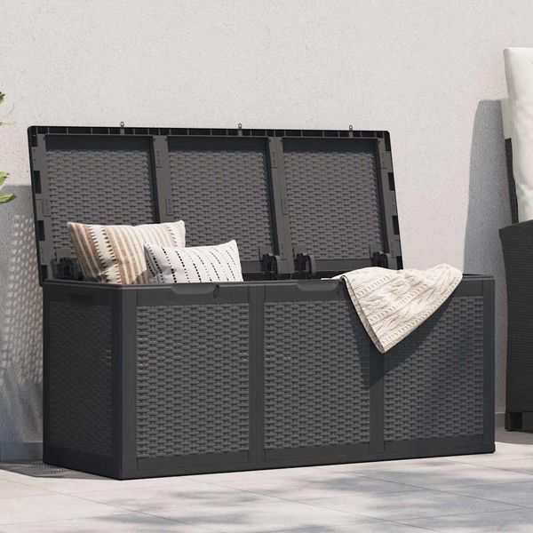 vidaXL Záhradný úložný box 270 l, čierny, PP ratan