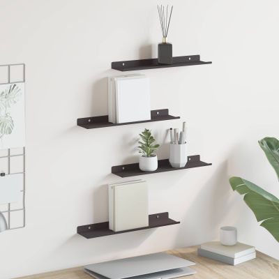 vidaXL Závesná polica 4 ks Čierny 40 x 8,5 x 2,5 cm Oceľ