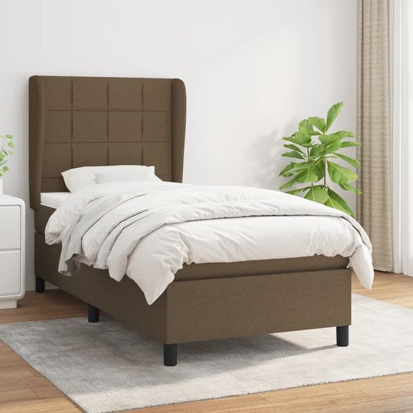 vidaXL Boxspring posteľ s matracom tmavohnedá 90x190 cm látka