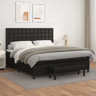 vidaXL Boxspring posteľ s matracom čierna 180x200 cm umelá koža