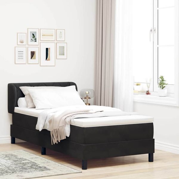 vidaXL Posteľ s pružinovým rámom Čierna 90 x 200 cm Zamat