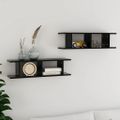 vidaXL Nástenné police 2 ks čierne 75x18x20 cm spracované drevo
