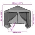 vidaXL Rozkladací záhradný stan so 6 stenami, sivý 3,6 x 3,1 m