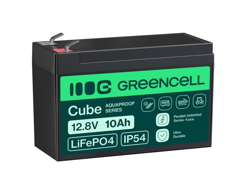 Green Cell LFPGC12V10AH CUBE LiFePO4 batéria 10Ah 12.8V 128Wh
