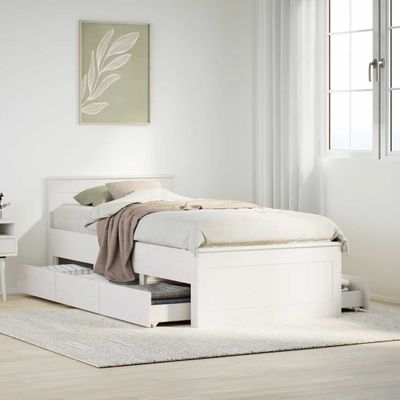 vidaXL Rám postele s matracom a čelom biely 75x190 cm masívna borovica